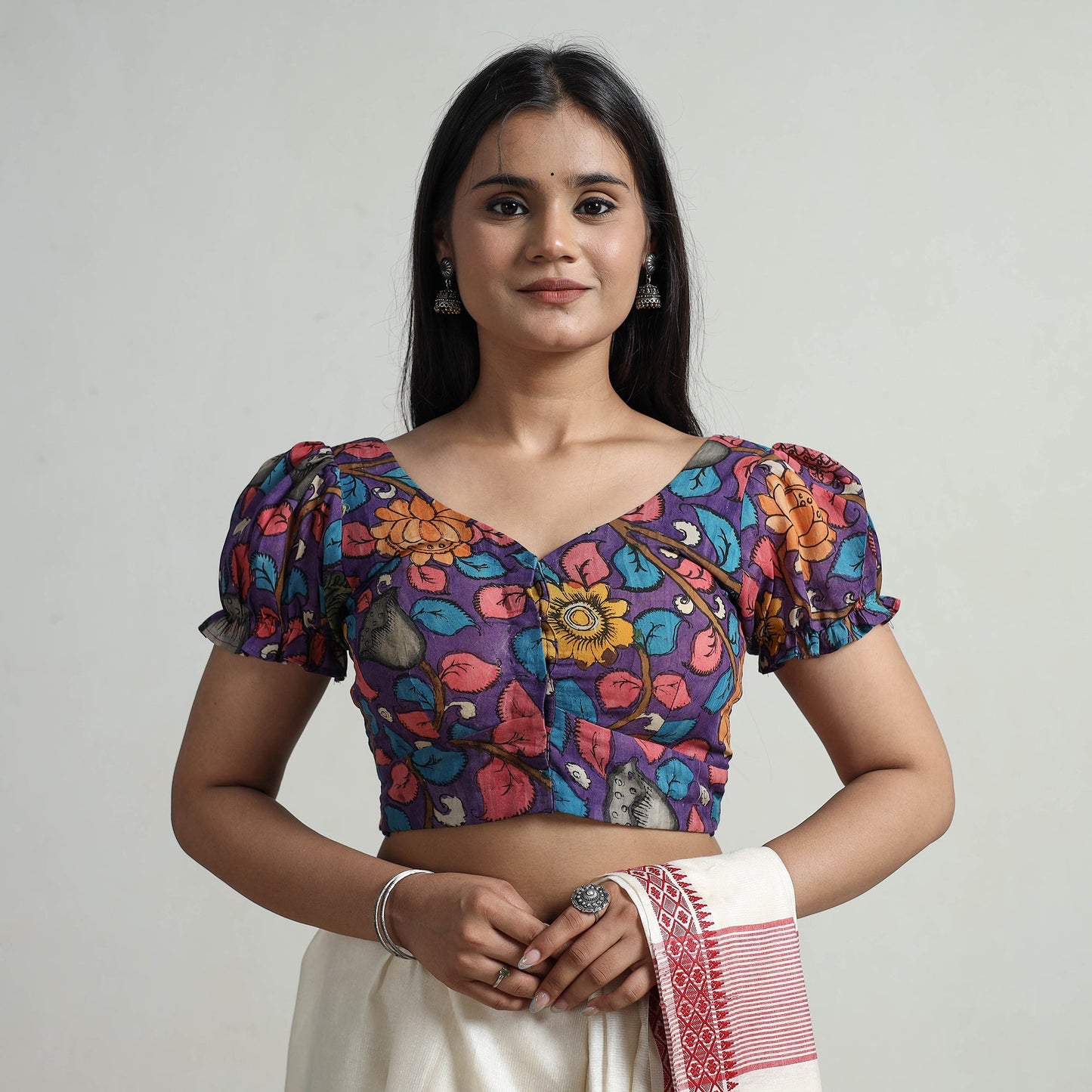 Purple - srikalahasti handpainted penwork kalamkari