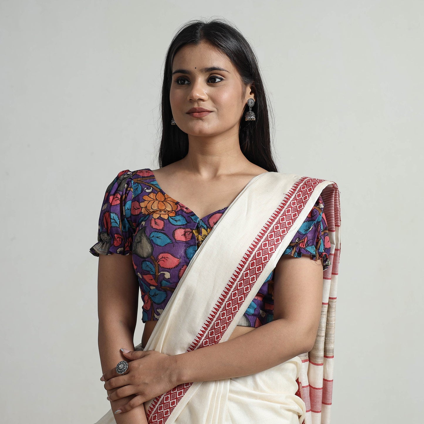 Purple - srikalahasti handpainted penwork kalamkari