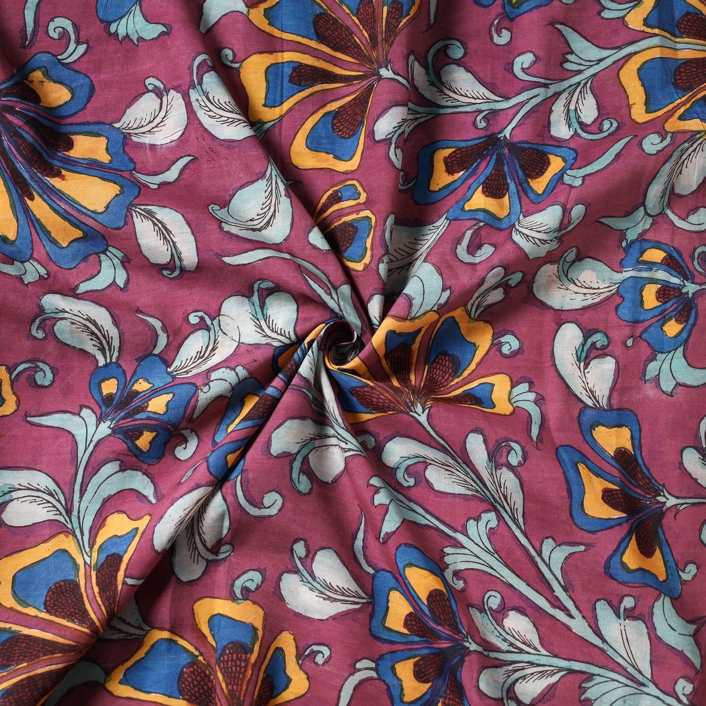 Buy Srikalahasti Kalamkari Pen Work Chanderi Silk Fabric
