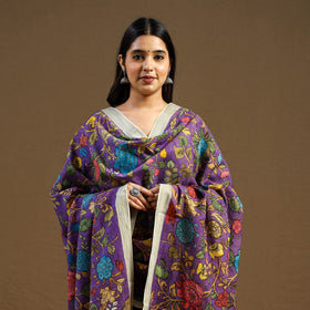 Pen Work Chanderi Silk Handpainted Kalamkari Dupatta