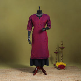 Purple - straight cotton dharwad kurta 04 - handcrafted