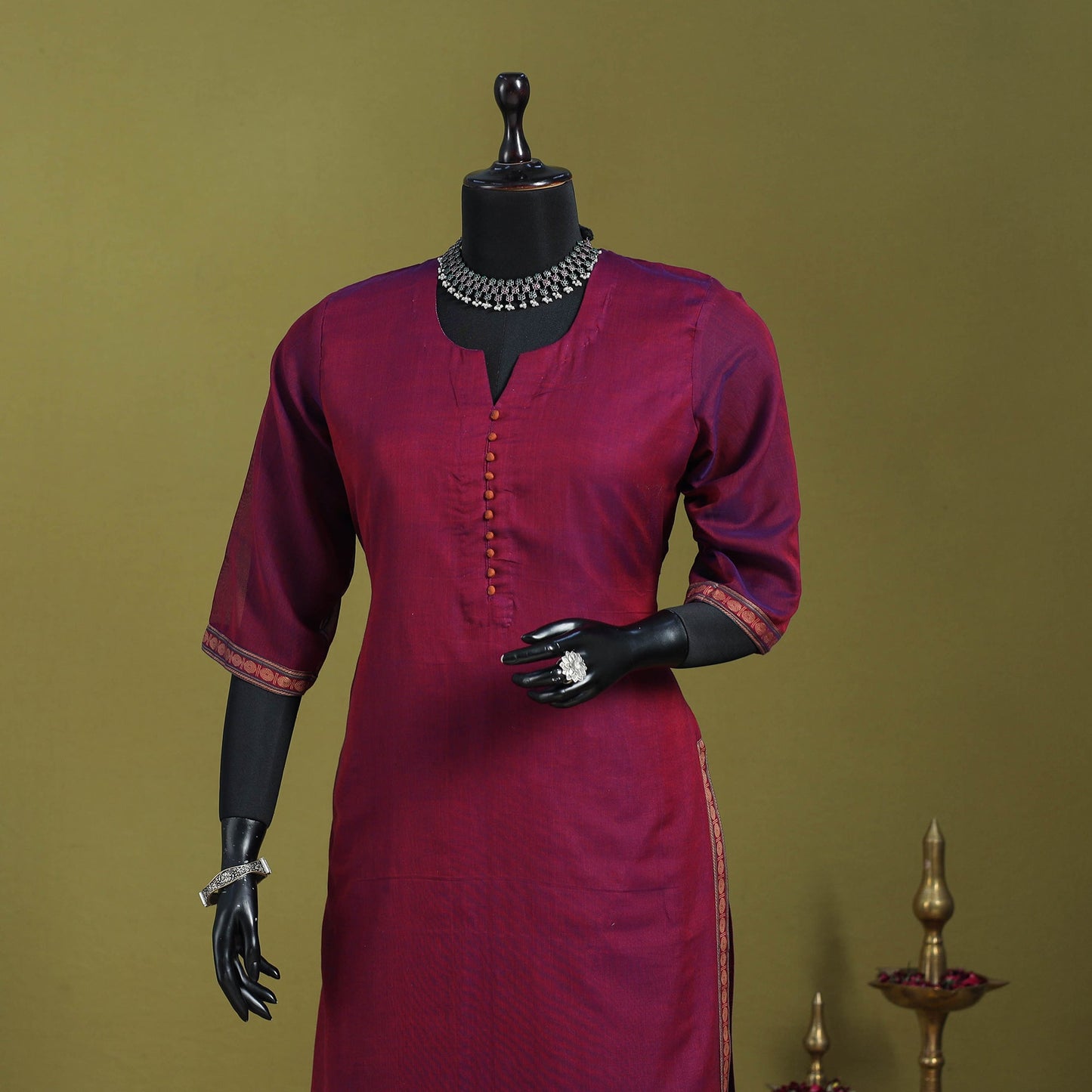 Purple - straight cotton dharwad kurta 04 - handcrafted