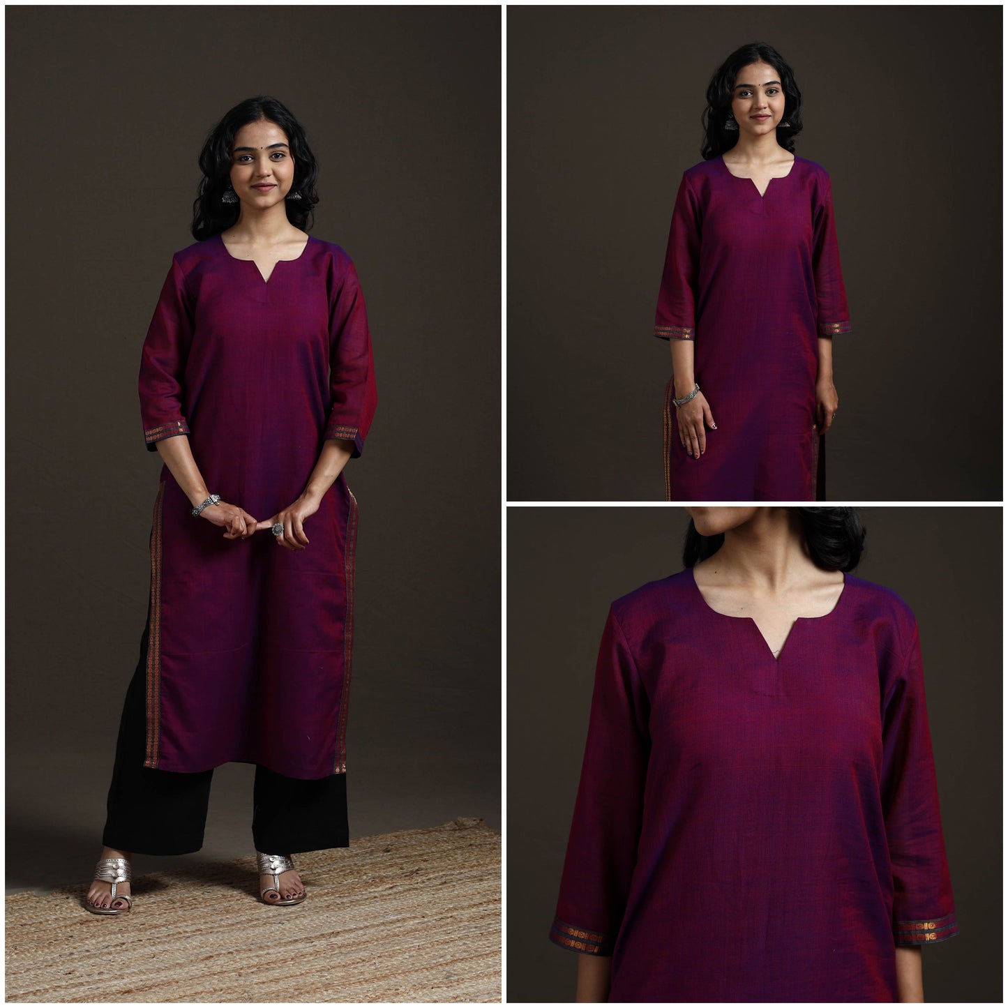 Straight cotton dharwad kurta for women 07 - handcrafted