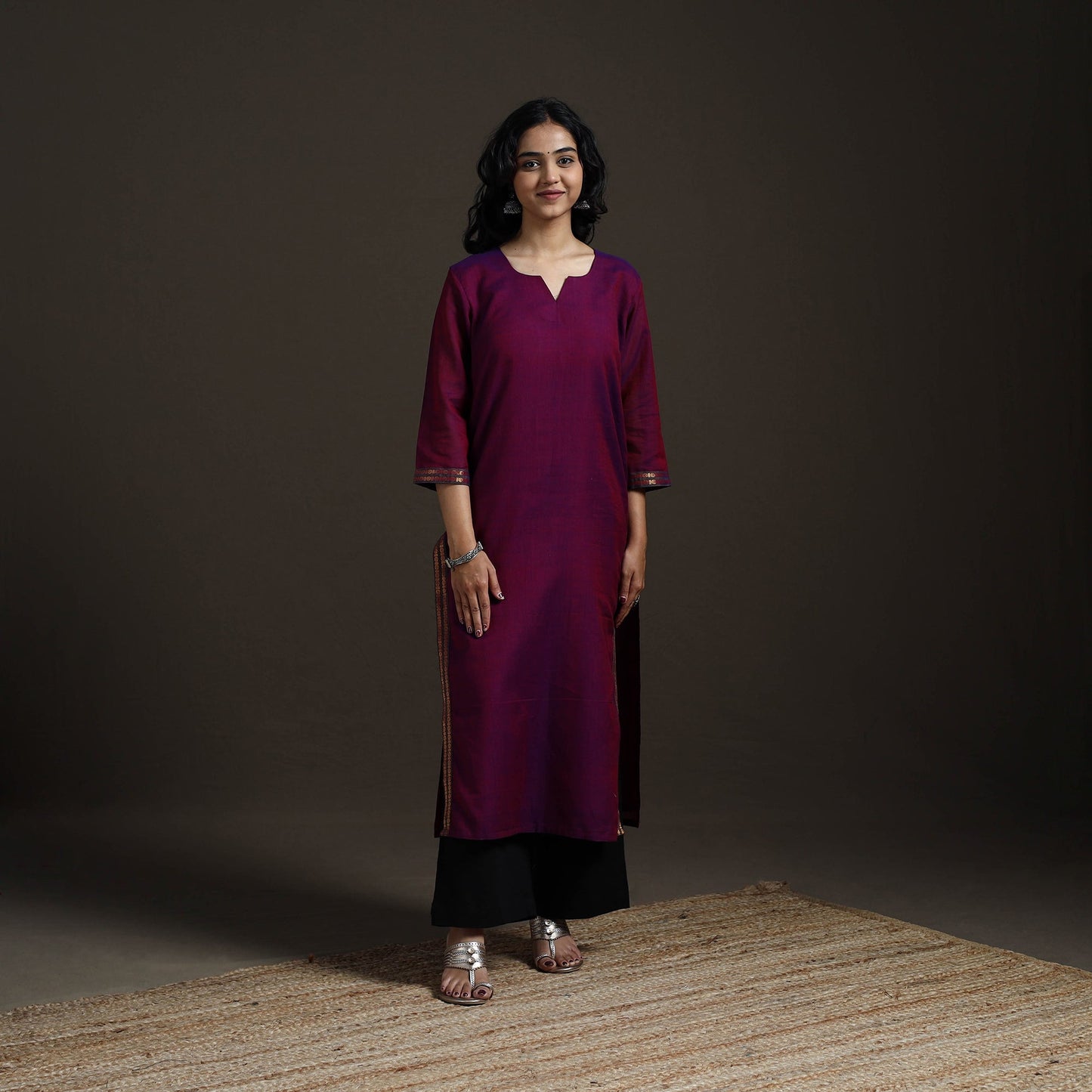 Straight cotton dharwad kurta for women 07 - handcrafted