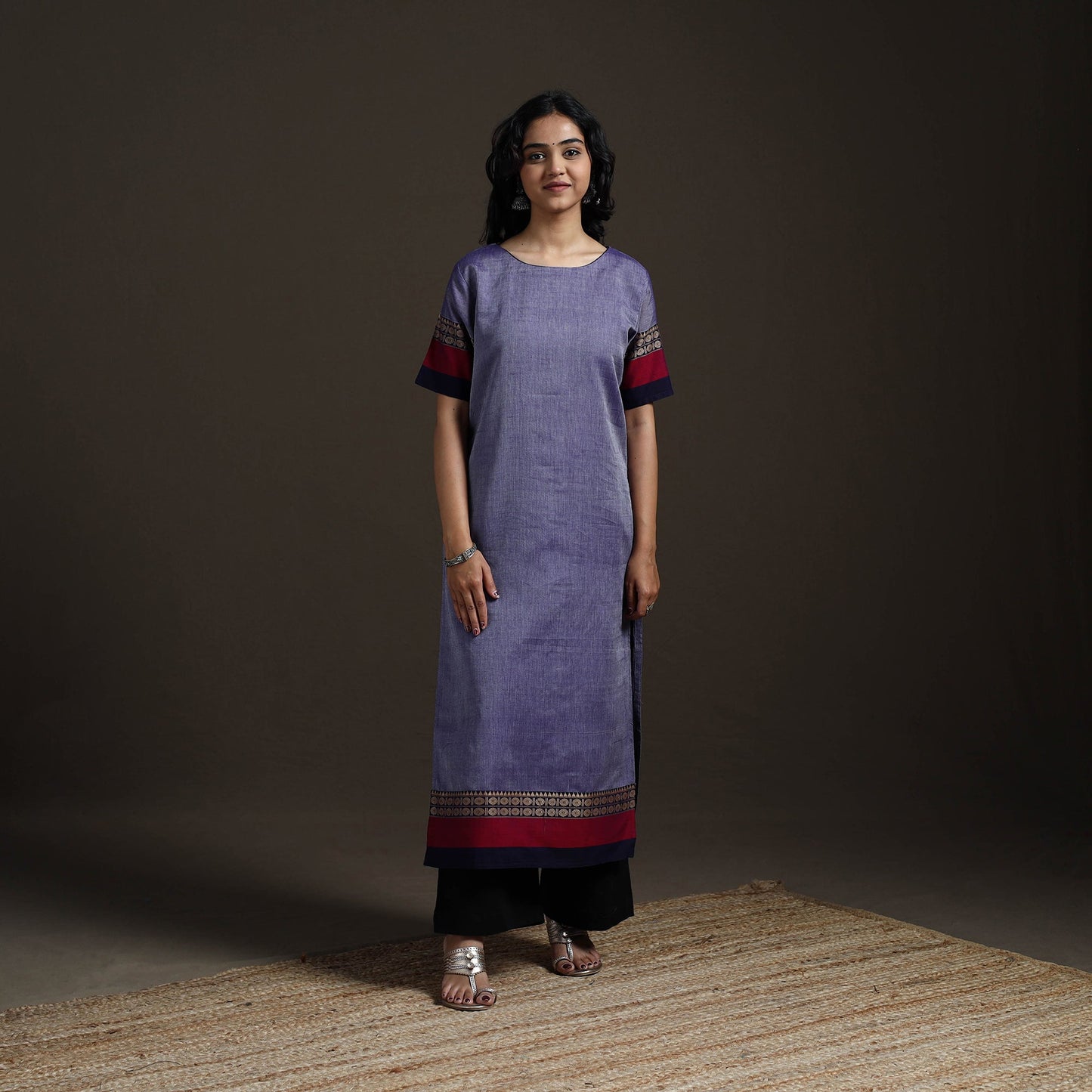 Straight cotton dharwad kurta for women 14 - handcrafted