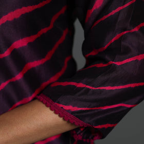 Straight Purple Handloom Chanderi Silk Tie-Dye Leheriya Kurta
