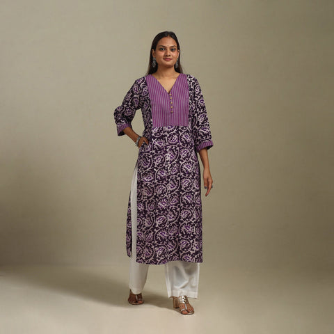 Straight patchwork cotton hand batik kurta for women 22