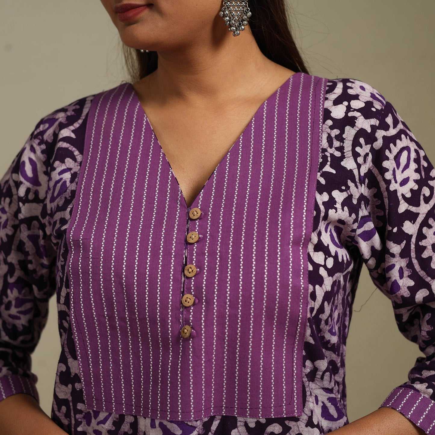 Straight patchwork cotton hand batik kurta for women 22