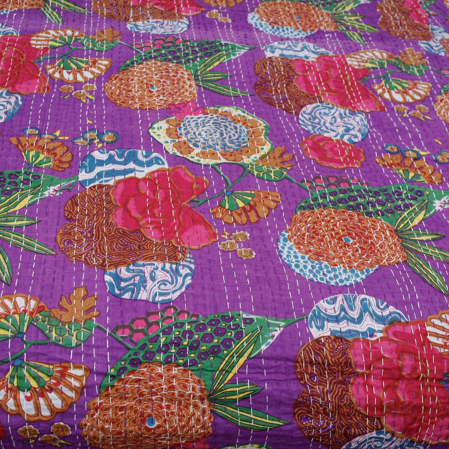  Tagai Work Jaipur Hand Block Printed Cotton Double Bed Cover 