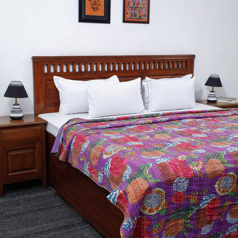  Tagai Work Jaipur Hand Block Printed Cotton Double Bed Cover 