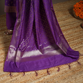 Purple - tanchoi silk cotton banarasi kurta set for women