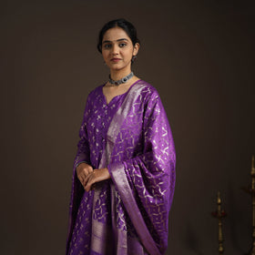 Purple - tanchoi silk cotton banarasi kurta set for women