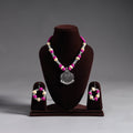 Pink Thread Beads Handmade German Silver Necklace Set