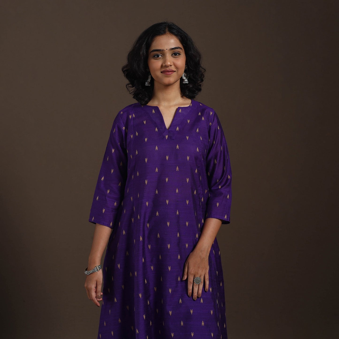 Purple Thread Buti A-Line Spun Dupion Silk Kurta Set (Set of 2)