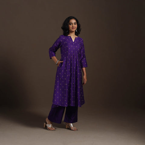 Purple Thread Buti A-Line Spun Dupion Silk Kurta Set (Set of 2)