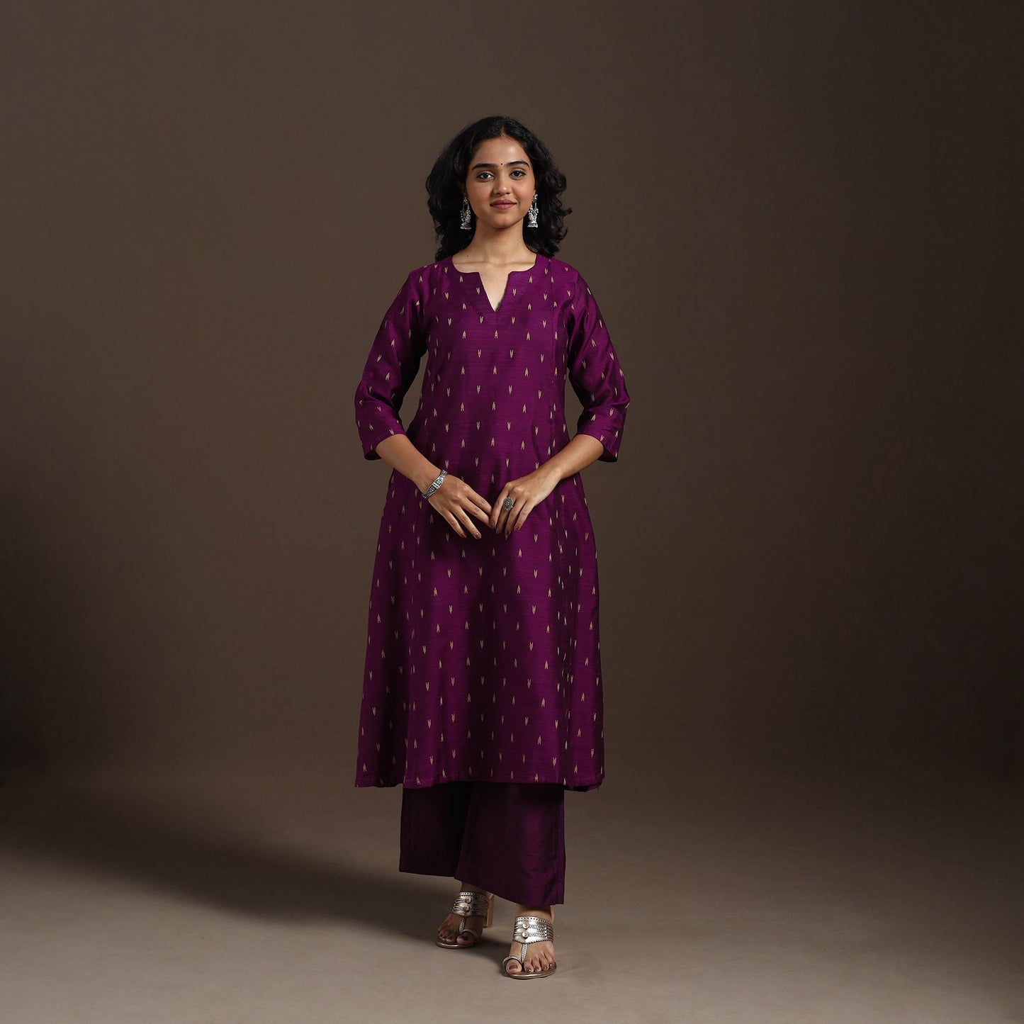 Purple Thread Buti A-Line Spun Dupion Silk Kurta Set (Set of 2)