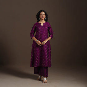 Purple Thread Buti A-Line Spun Dupion Silk Kurta Set (Set of 2)