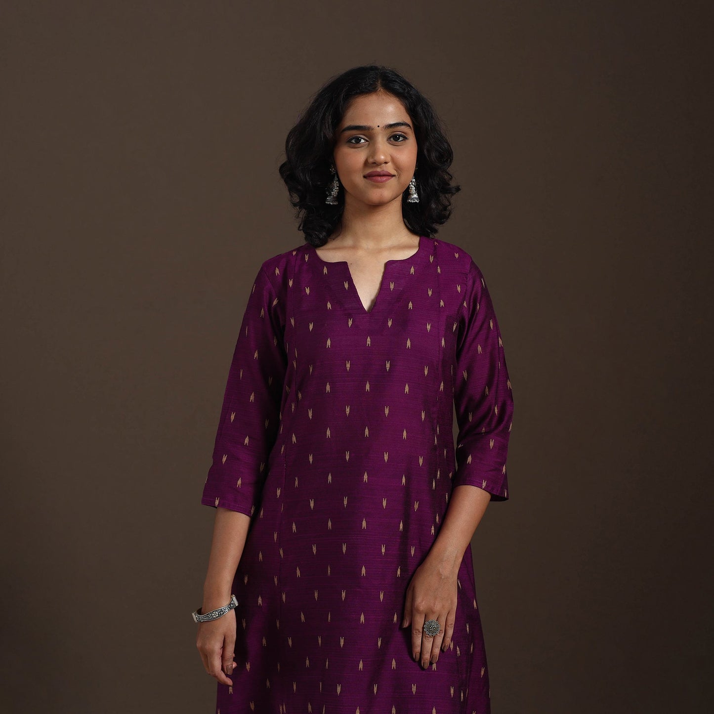 Purple Thread Buti A-Line Spun Dupion Silk Kurta Set (Set of 2)