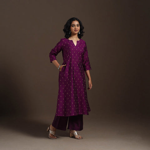 Purple Thread Buti A-Line Spun Dupion Silk Kurta Set (Set of 2)