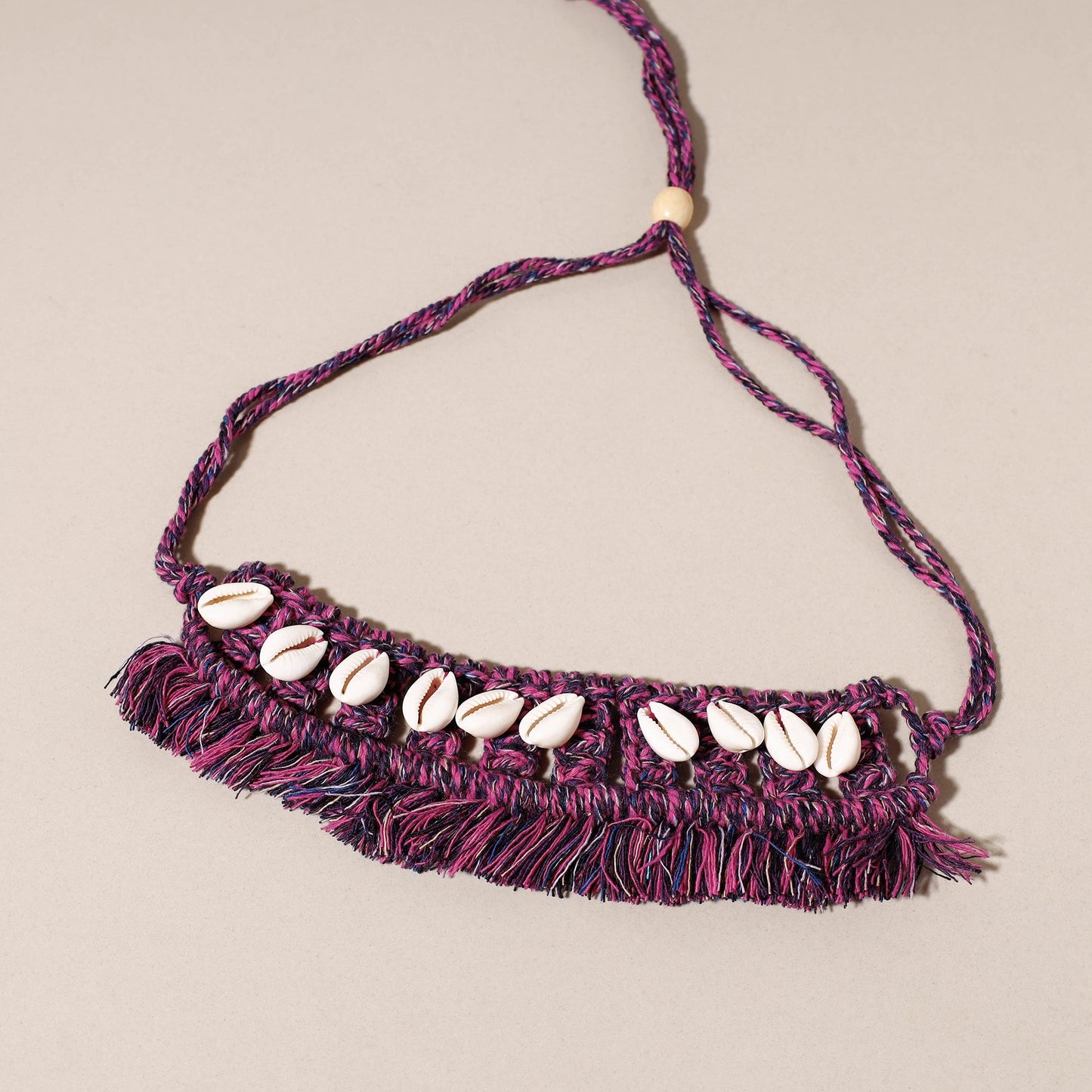 Thread & Seashell Work Handmade Macrame Choker Necklace 