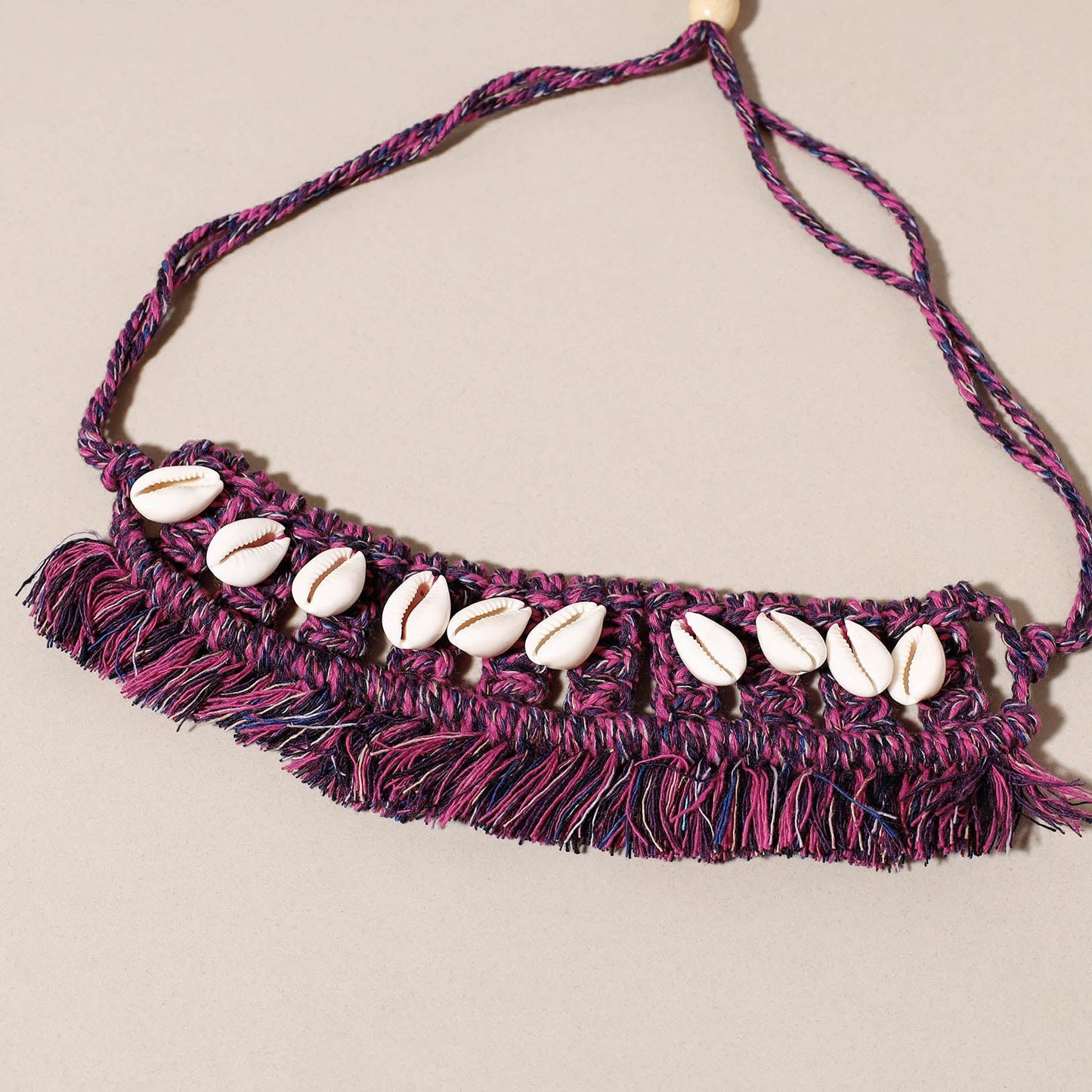  Thread & Seashell Work Handmade Macrame Choker Necklace 