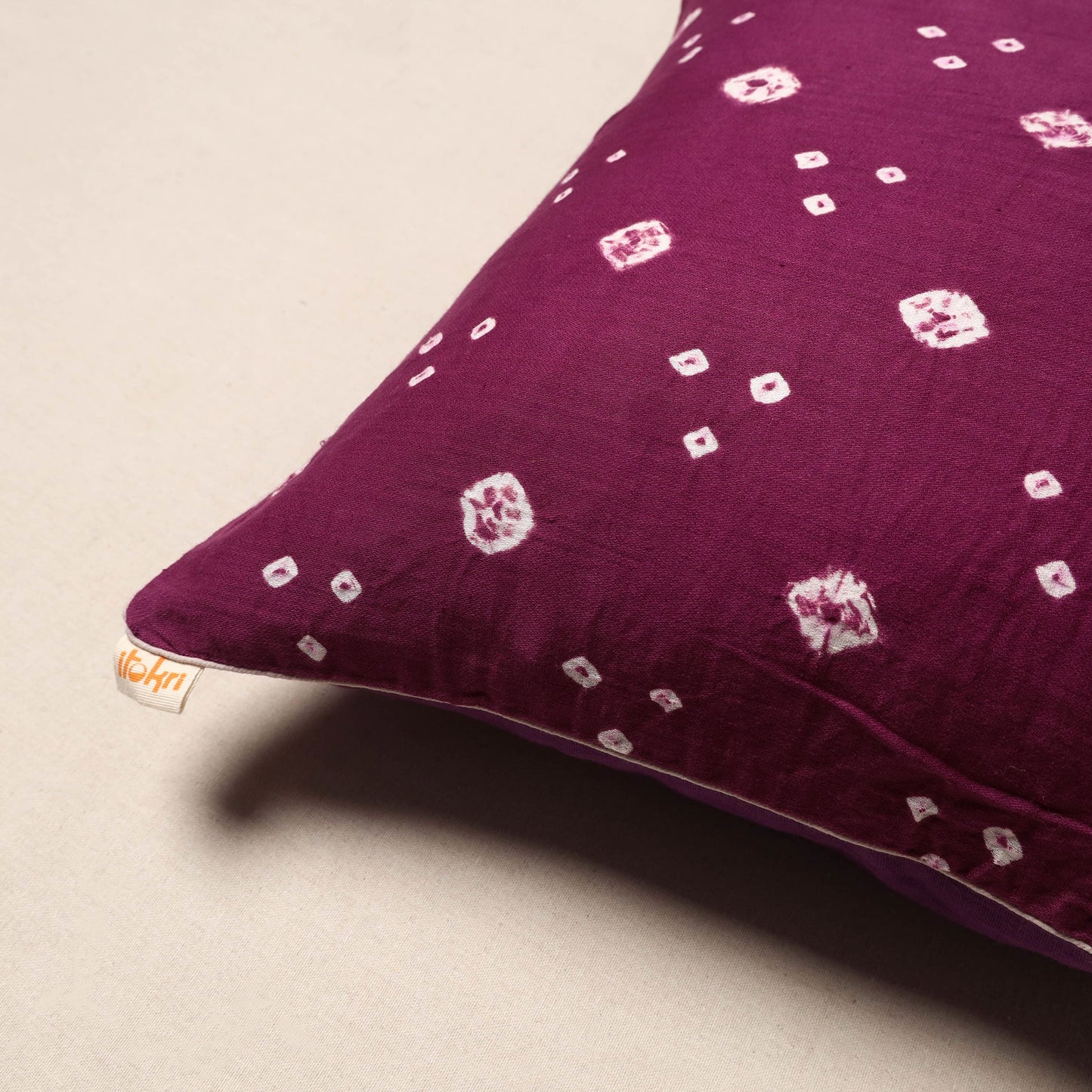 Purple - tie & dye cotton bandhani cushion cover 28