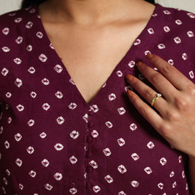 Buy Purple Tie & Dye Cotton Flared Bandhani Dress