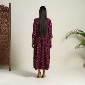 Buy Purple Tie & Dye Cotton Flared Bandhani Dress