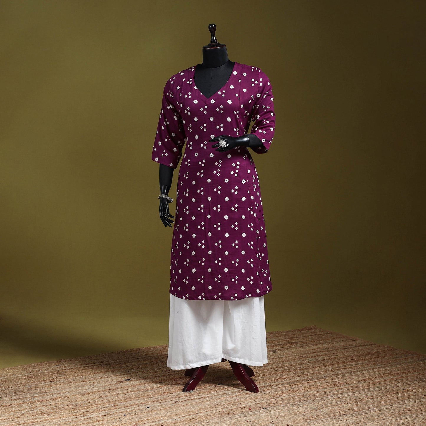 Purple - tie-dye cotton a-line bandhani kurta 06