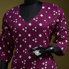 Purple - tie-dye cotton a-line bandhani kurta 06