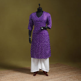 Purple - tie-dye cotton a-line bandhani kurta 08
