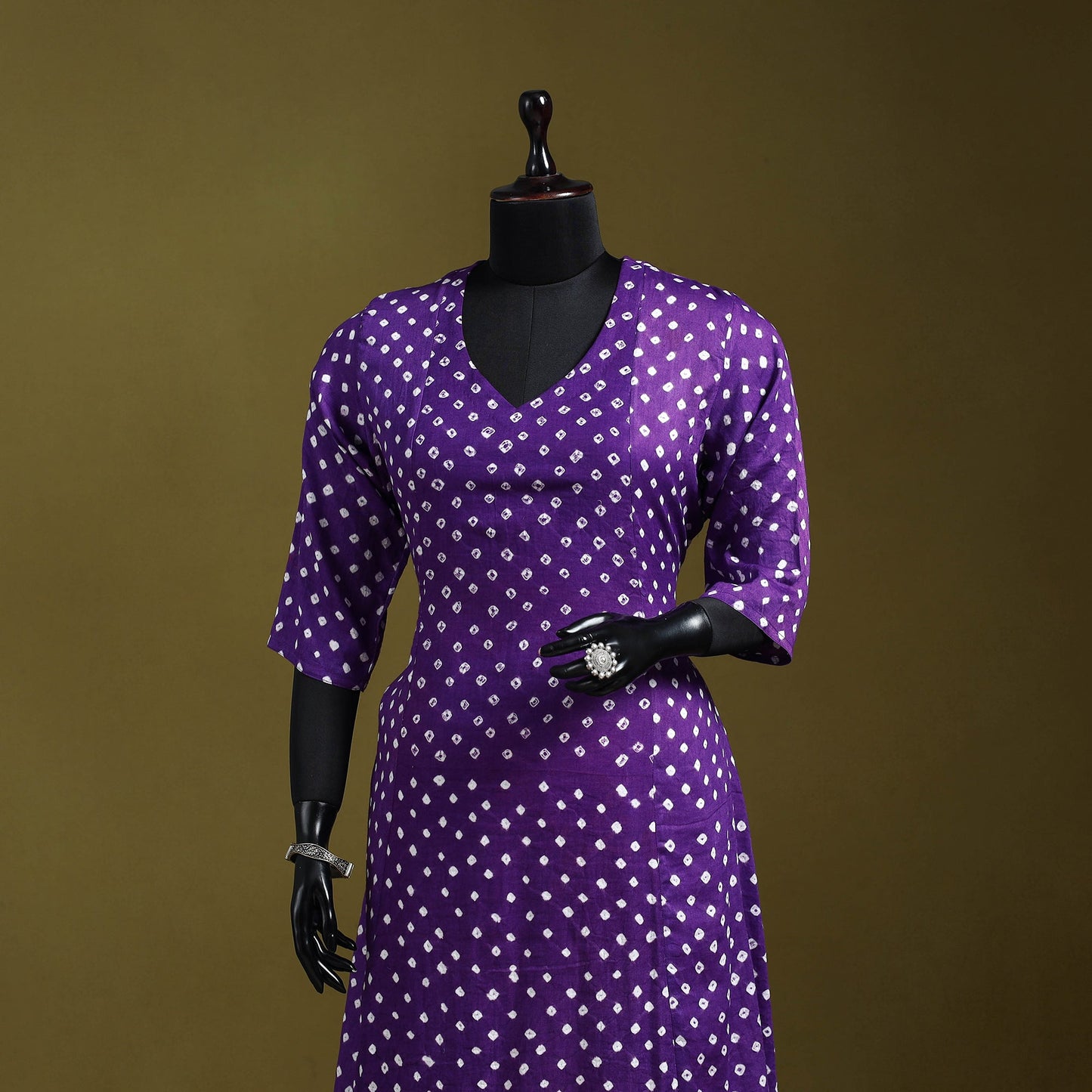 Purple - tie-dye cotton a-line bandhani kurta 08