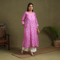 Purple Tie-Dye Cotton A-Line Leheriya Kurta