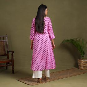 Purple Tie-Dye Cotton A-Line Leheriya Kurta