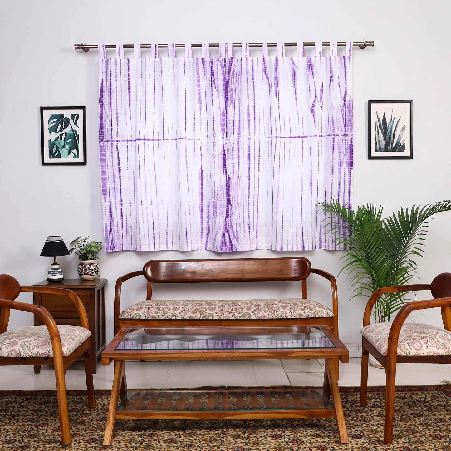 Purple - tie & dye cotton shibori curtain for window (set