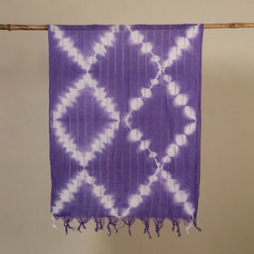 Purple Tie-Dye Cotton Shibori Stole with Tassels