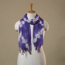 Purple Tie-Dye Cotton Shibori Stole with Tassels