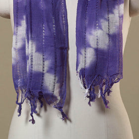 Purple Tie-Dye Cotton Shibori Stole with Tassels