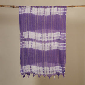 Purple Tie-Dye Cotton Shibori Stole with Tassels