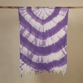 Purple Tie-Dye Cotton Shibori Stole with Tassels
