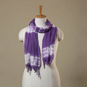 Purple Tie-Dye Cotton Shibori Stole with Tassels