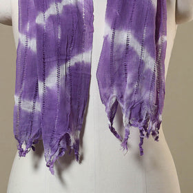 Purple Tie-Dye Cotton Shibori Stole with Tassels