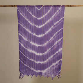 Purple Tie-Dye Cotton Shibori Stole with Tassels