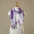 Purple Tie-Dye Cotton Shibori Stole with Tassels