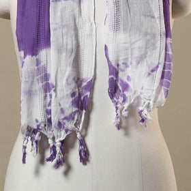 Purple Tie-Dye Cotton Shibori Stole with Tassels