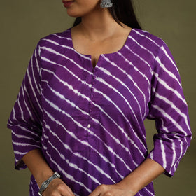 Buy Purple Tie-Dye Cotton Straight Leheriya Kurta