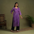 Buy Purple Tie-Dye Cotton Straight Leheriya Kurta