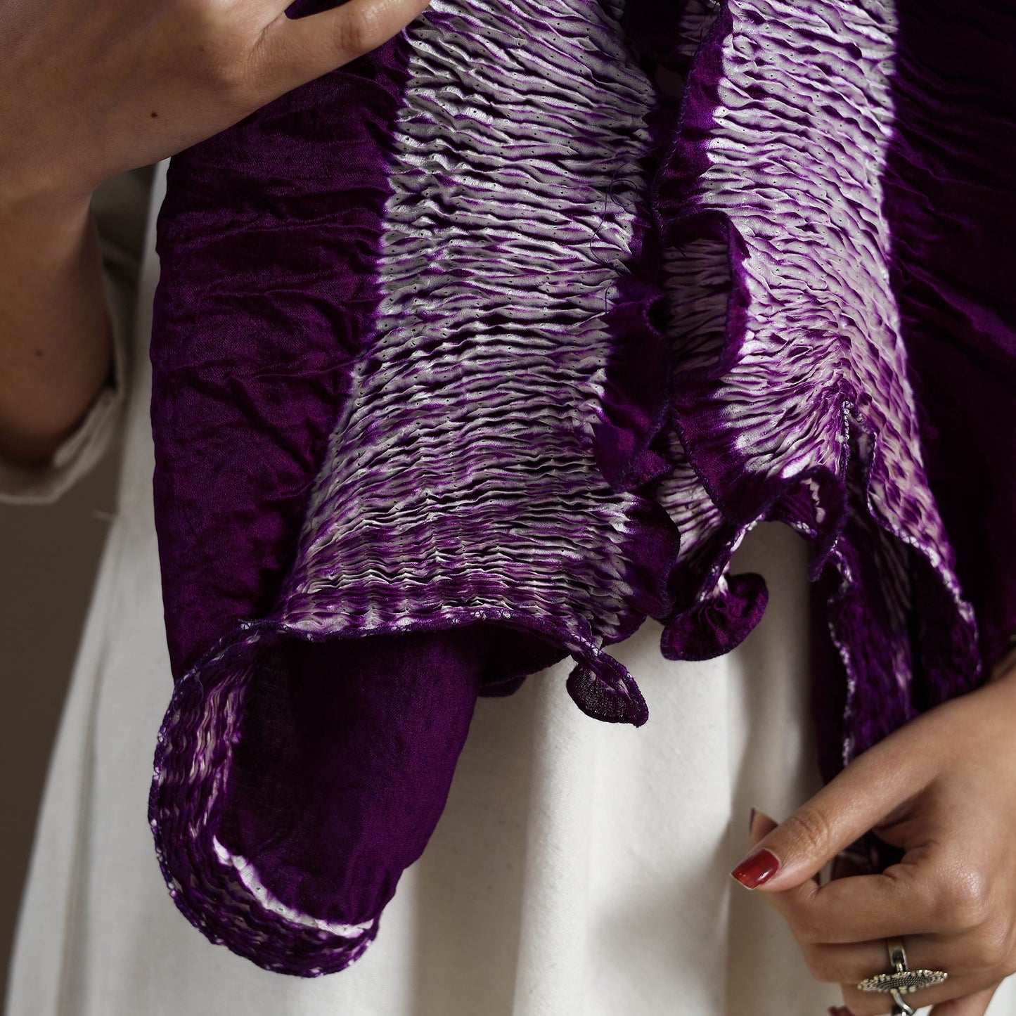 Buy purple Tie & Dye Gajji Silk Shibori Stole