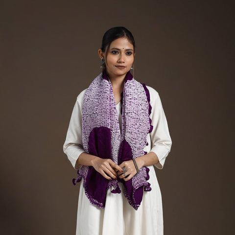 Buy purple Tie & Dye Gajji Silk Shibori Stole