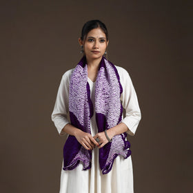  Purple Tie & Dye Gajji Silk Shibori Stole